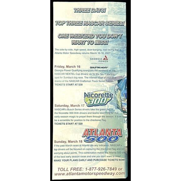 Atlanta Motor Speedway 2007 Brochure Travel Ephemera Vacation Trip Visitor Guide - Picture 3 of 4